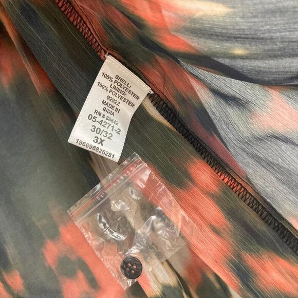 June + Vie Tiered Maxi Dress 3X Red Dark Chiffon Flowy Long Sleeve Whimsigoth - Picture 14 of 16